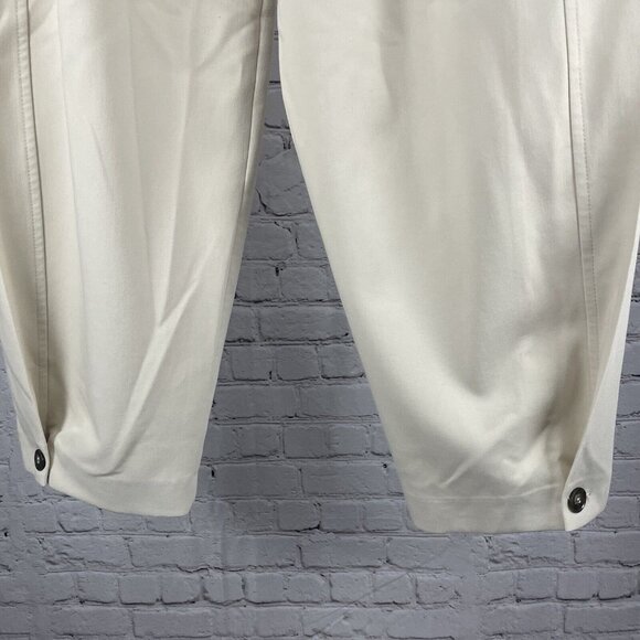 Zara Cream Pleated Tapered Hi-Rise Button Pants Lined Trousers Large L (36x26) - Picture 8 of 9